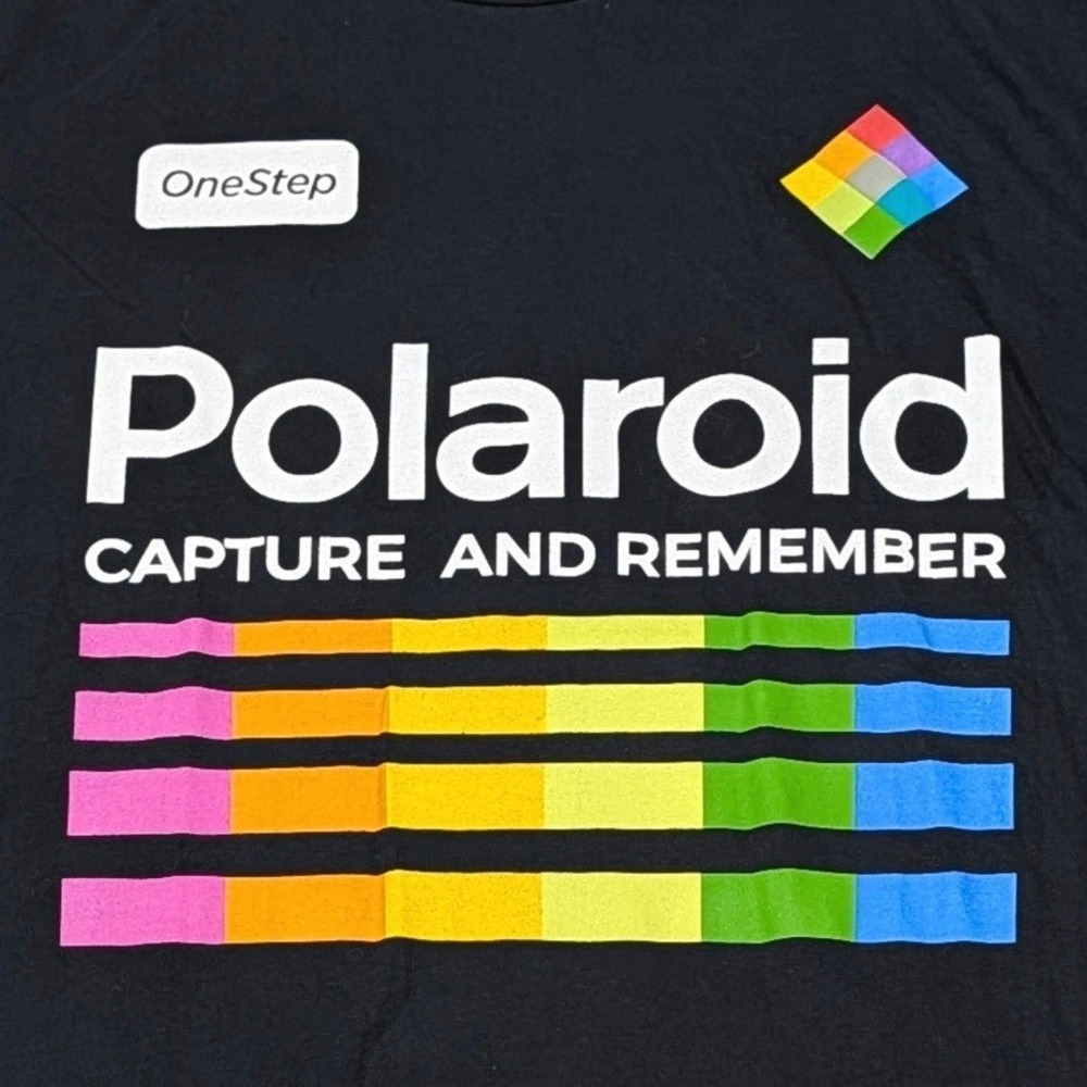 Polaroid OneStep Capture and Remember Graphic T-Shirt Black 2XL Mens Retro